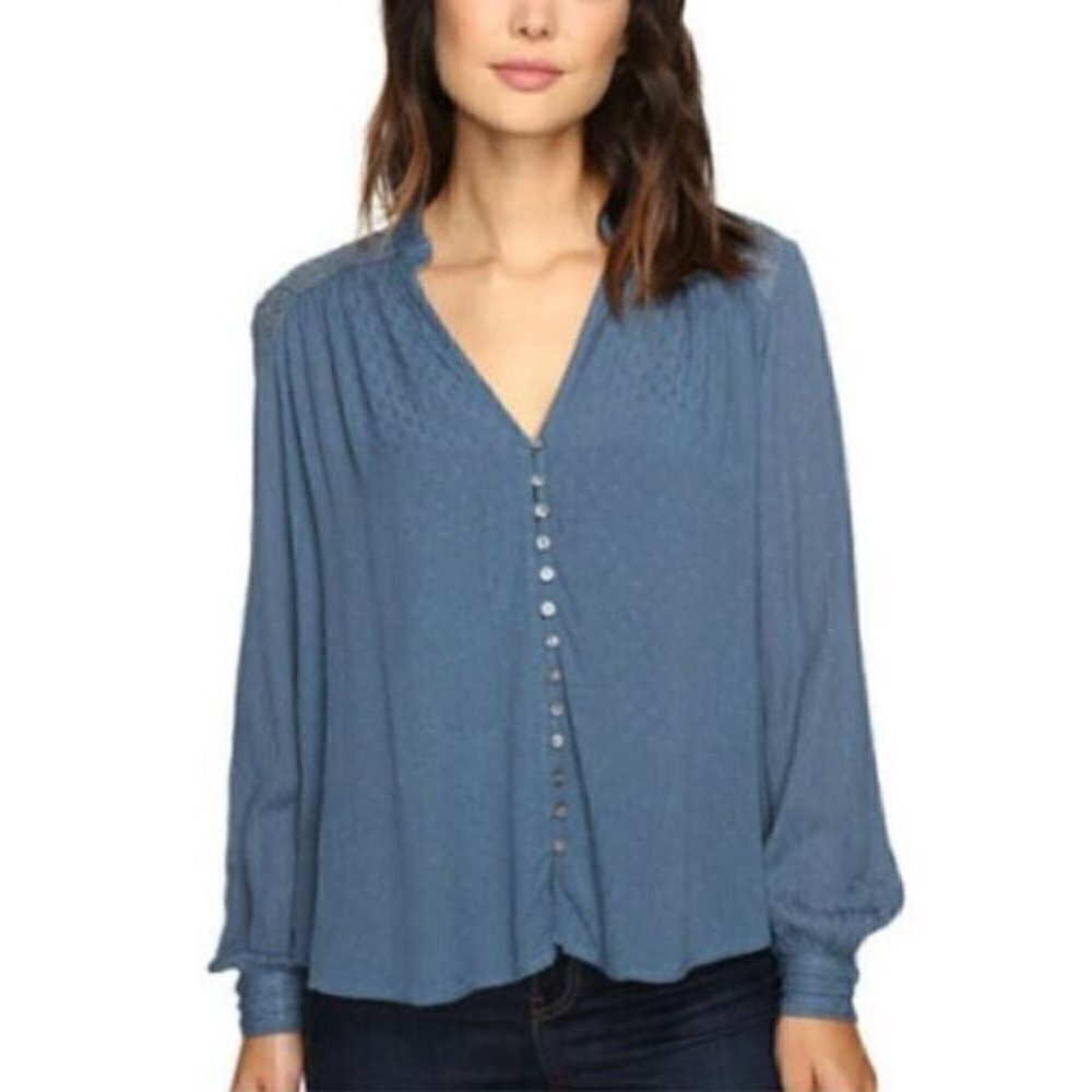 Free People Blouse Womens Small Canyon Rose Button Down Top Hi Low Hem Boho